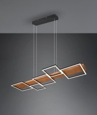 TRIO 322910532 HARPER závesné svietidlo SMD LED 42W/5700lm 3000K čierna matná, drevo, switchdimmer