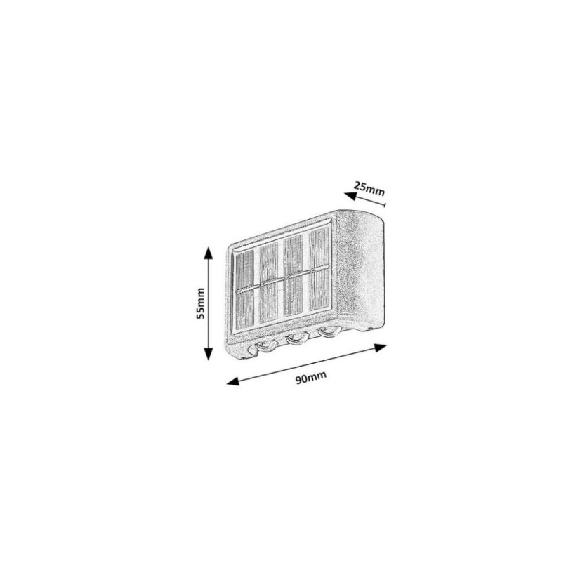 RABALUX 77024 Kangton solárne nástenné svietidlo reflektor LED 1,2W/8lm 3000K IP44 čierna, súmrakový senzor