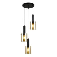 Italux PND-5581-3A-BK+AMB závěsné svítidlo Sardo D330 mm 3x40W E27 černá, jantarová
