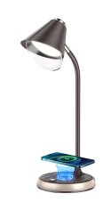 Immax 08971L FINCH stolová lampa LED 9W 150-450lm 3000-6000K, hnedá, zlatá, stmievateľné, Qi bezdrátové nabíjanie pre smartfóny, CCT