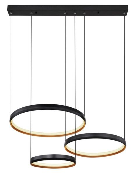 GLOBO 67193-55H HALLI závesné svietidlo LED 55W/1800lm 2700-6000K čierna, opál, zlatá, stmievateľné, diaľkový ovládač