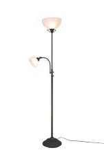 TRIO R46322024 COUNTRY stojací lampa 1xE27, 1xE14 rezavá, alabastrová