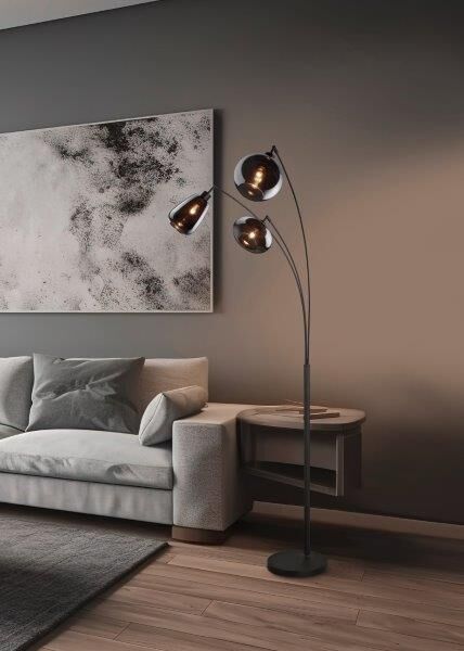 TRIO 417000332 LUMINA stojaca lampa 3xE14 V2000mm čierna matná, chrómová