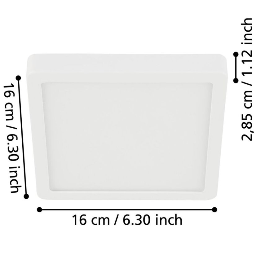 EGLO 900646 FUEVA 5 stropní svítidlo LED 160x160mm 11W/1350lm 3000K IP44 bílá