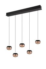 TRIO SELECT 344410532 ORBIT závesné svietidlo SMD LED 5x8W/960lm 2300+3000+4000K čierna matná, kávová, switchdimmer