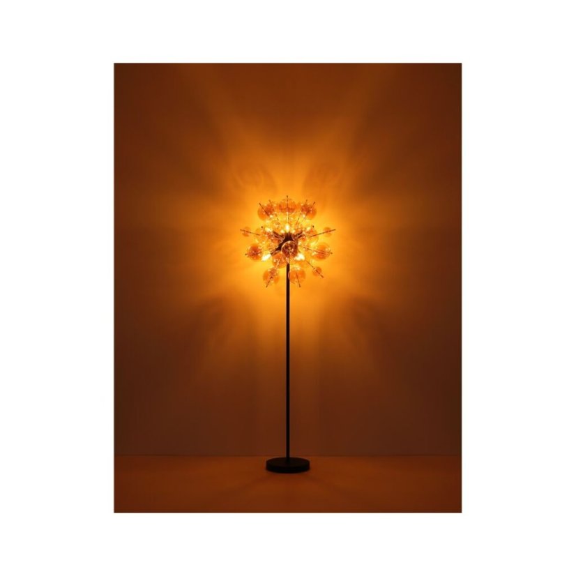 GLOBO 15633SA UDO stojacia lampa V1550mm 6xE14 čierna matná, jantárová