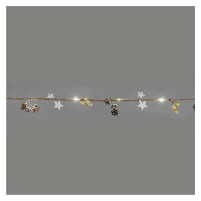 DCGW04 EMOS LED vánoční girlanda – šišky, 1,7 m, 2x AA, teplá bílá