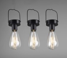TRIO Reality R35146132 CAMPUS závesné solárne svietidlo 3-set SMD LED 3x0,1W IP44 súmrakový senzor, čierna matná