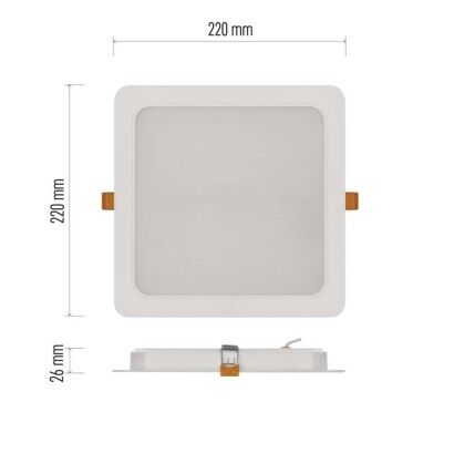 Emos ZD2452 LED RUBIC stropní vestavné klasické svítidlo čtverec 220 × 220 × 26 mm 24W 2400lm 4000K bílá