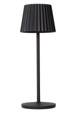 LUCIDE 27889/02/30 JUSTINE vonkajšia dotyková stolná lampička LED V380mm 2W/210lm 2700K IP54 čierna, bezdrôtová nabíjacia podložka