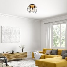 RABALUX 5293 Kamala stropné svietidlo D300mm 3xE27 čierna, drevo
