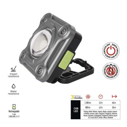 EMOS P4543 nabíjecí pracovní reflektor LED COB 1200lm zeleno-černá