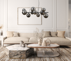 ITALUX PND-406007-10A-BCR Canello závesné svietidlo 10xG9 čierny chróm, dymová