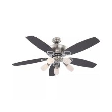 GLOBO 0337 JERRY stropný ventilátor s osvetlením na päticu 5xE14 1300 mm s ťahovým vypínačom nikel