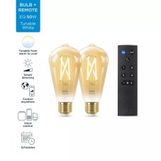 Philips Wiz Tunable white 8719514550155 LED žárovka Filament E27 ST64 7W/640lm 2000-5000K jantarová 2-set + dálkový ovladač