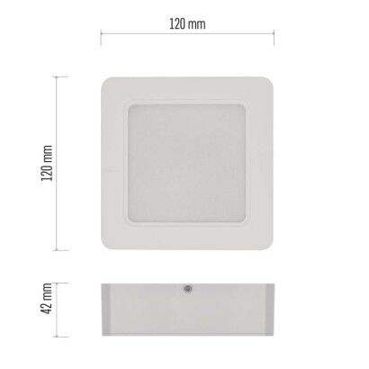 Emos ZM6432 LED RUBIC stropní/nástěnné přisazené klasické svítidlo čtverec 120 × 120 × 42 mm 9W 900lm 4000K bíla