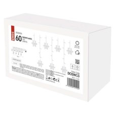 DCGW13 EMOS dekoračná vianočná reťaz - záves s vločkami LED 150x55cm, studená biela, IP44