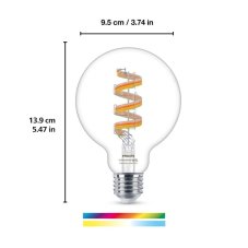 Philips Wiz Colors 8720169072190 LED žárovka E27 G95 6,3W/470lm 2200-6500K+RGB čirá