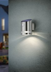 TRIO R22231107 SALTA venkovní nástěnné solární svítidlo LED 3W/165lm 3000K IP44 matný nikl pohybový senzor