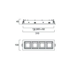 Sylvania 2021693 zápustné svietidlo Optix Recessed 4 Cells 4000K hliník DALI