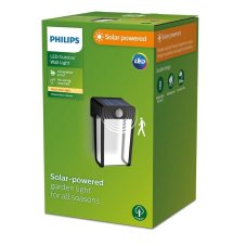 Philips 8720169265509 Outdoor solar Shroud solárne nástenné svietidlo so senzorom PIR LED 2,3W 250/25lm 2700K IP44 čierna, čírá