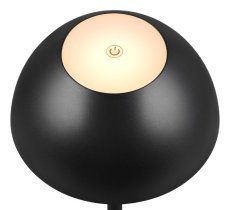 TRIO Reality R54106132 RICARDO vonkajšia dotyková stolná lampa SMD LED V300mm 1,7W/240lm 3000K IP54 čierna matná, nabíjateľná batéria, USB-C port