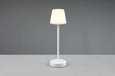 TRIO Reality R54086131 MARTINEZ vonkajšia dotyková stolná lampička SMD LED V390mm 2,2W/250lm 2700-6500K IP44 biela matná, nabíjateľná batéria, USB-C port