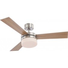 GLOBO 0333 ALANA stropný ventilátor s osvetlením D1050mm 2xE14 matný nikel, drevo, opál, diaľkové ovládanie