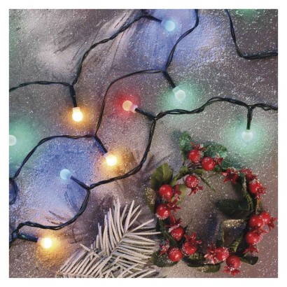 D5AM03 EMOS CHERRY vánoční řetěz Cherry 200 LED, zelený drát, 20m, časovač, multicolor, IP44