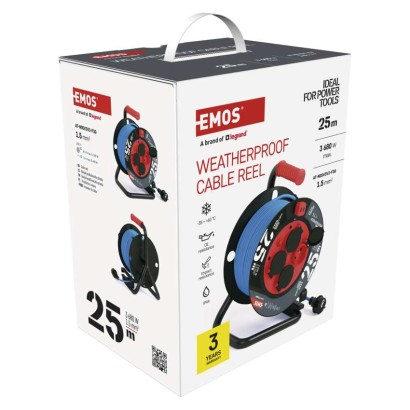 EMOS P08525W Prodlužovací kabel na bubnu 25m IP44 modrá