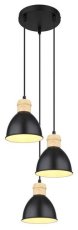 GLOBO 54018-3HS WIHO závěsné svítidlo 3xE27 D200mm černá matná, imitace dřeva