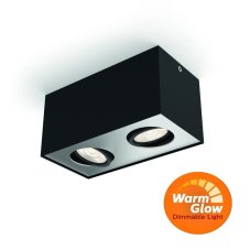 Philips 50492/30/P0 Box LED čierne povrchové bodové svietidlo WGD 2x4,5W=1000lm 2200-2700K