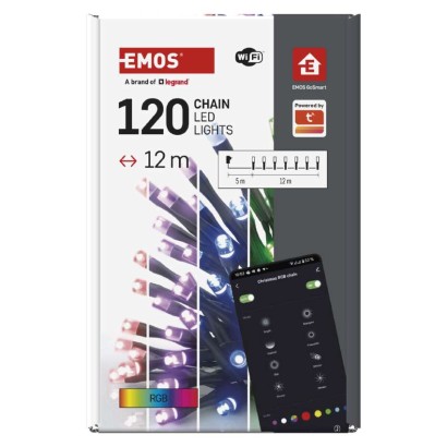 EMOS D4ZR02 GoSmartLED Vánoční řetěz 12m 64 módů svícení, multicolor IP44