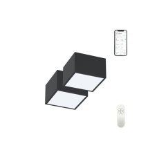 Immax 07074L-15BD NEO CANTO stropné svietidlo LED 150x150mm 12W/840lm 2700-6500K čierna, diaľkové ovládanie, 2-set