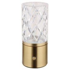 GLOBO 21010M LUNKI dotyková stolná lampička V190mm LED 2,5W/185lm 2700+6500+4000K mosadzná, priehľadná, vrátane batérie CR18650 1800mAh 3,7V, USB-A 2.0 - USB-C
