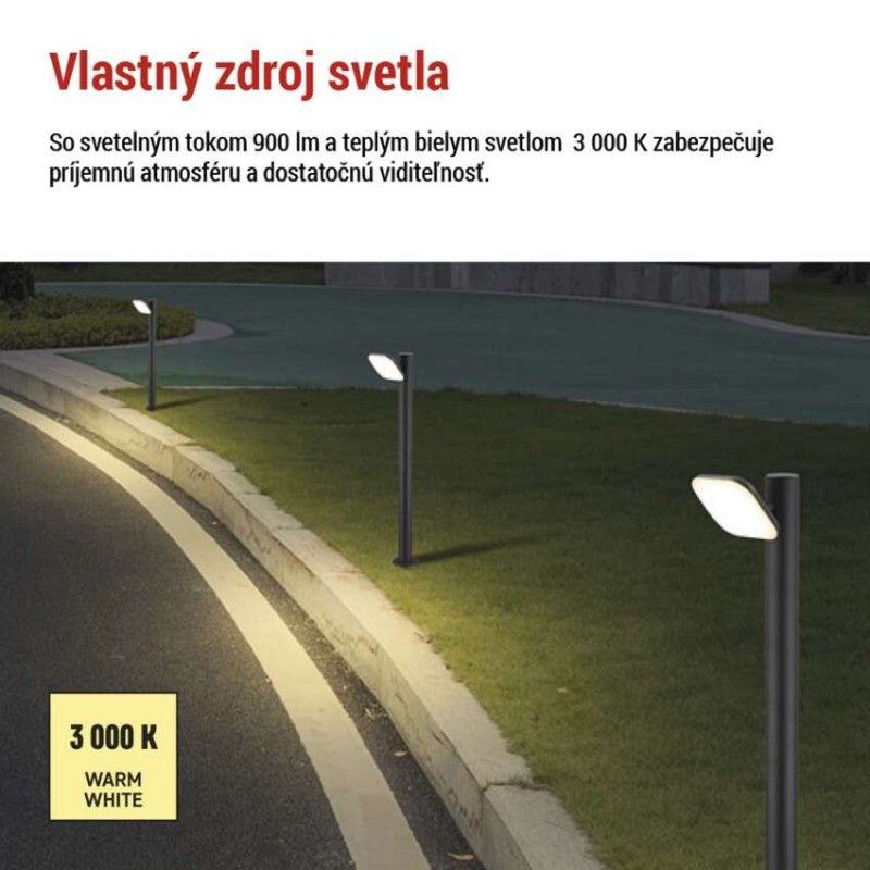 Emos ZGE0A4L NIKA venkovní stojanové svítidlo/sloupek LED 120 × 120 × 500 mm 12,5W 900lm 3000K IP44 antracit