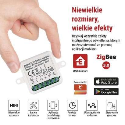 EMOS H5102 GoSmart spínací modul 2-kanálový ZigBee
