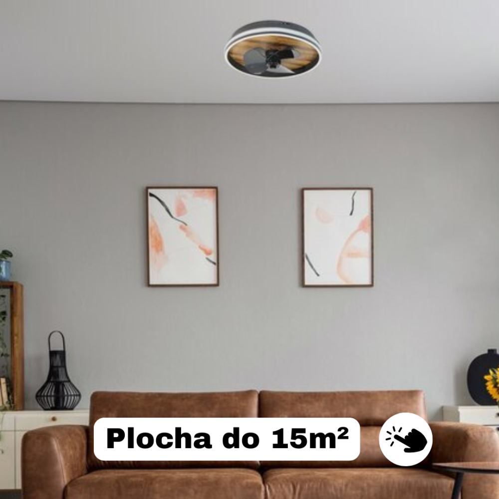 stropný drevený čierny ventilátor do obývacej izby s plochou do 15 metrov štvorcových 