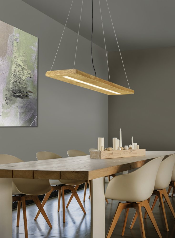 Trio Brad závesné LED svietidlo z prírodného dreva 3000K SwitchDimmer